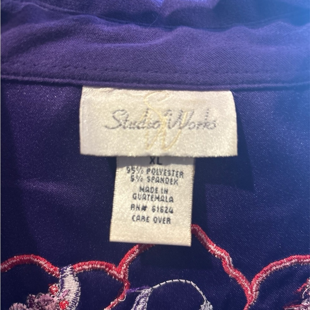 Studio Works Purple Embroidered Shirt - Picture 2 of 5